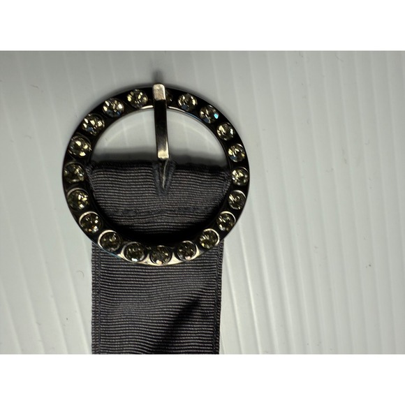 American Eagle Outfitters Black gray Ribbon Belt Rhinestone Buckle Casual - Picture 3 of 6